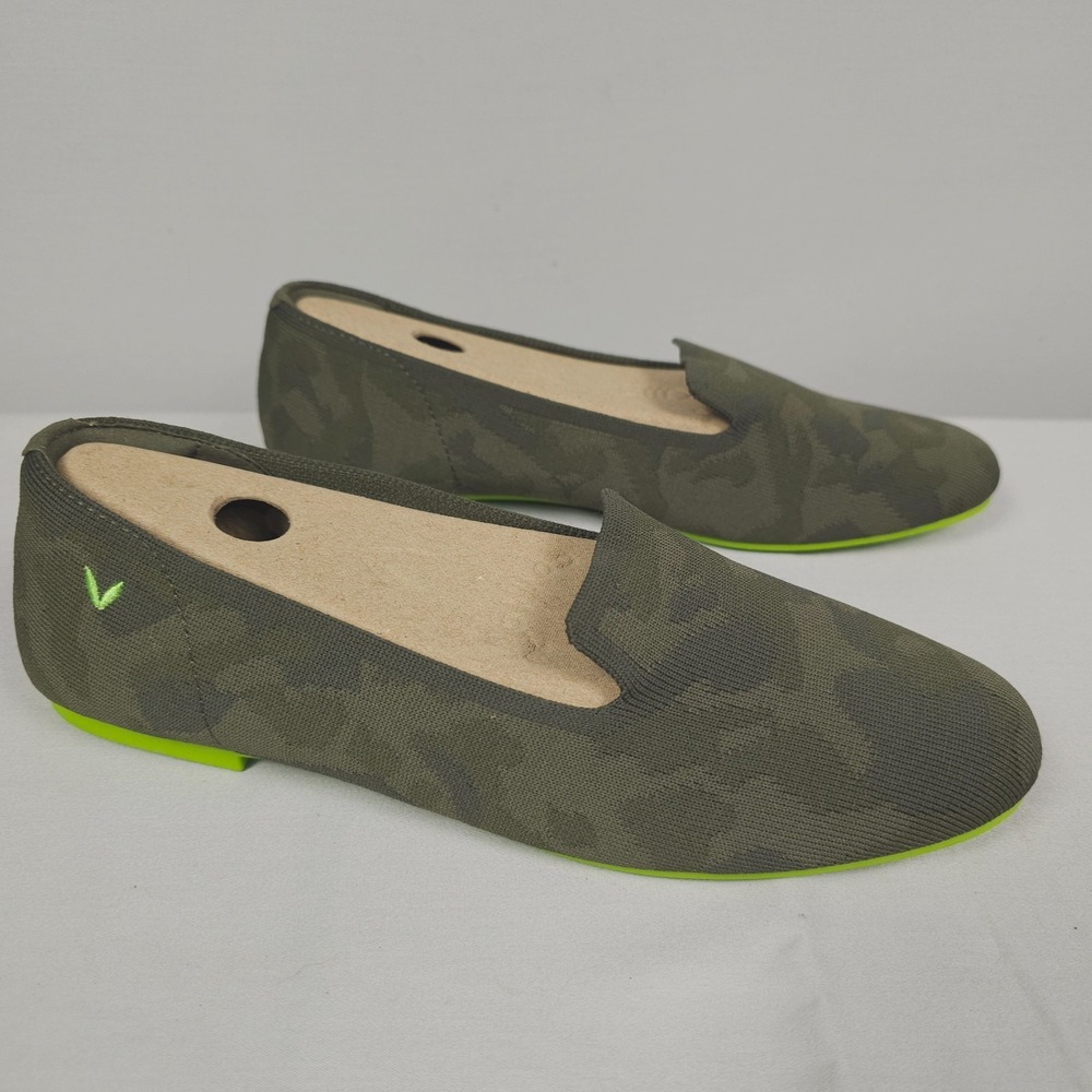 Vivaia Audrey Loafer Women Size 9 US / 40 EU Green Camo Woven Knit NWOB
